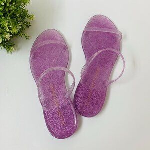 Stuart Weitzman WomensSawyer Slide Glittery Rubber Jelly Sandal 8B in India Pink